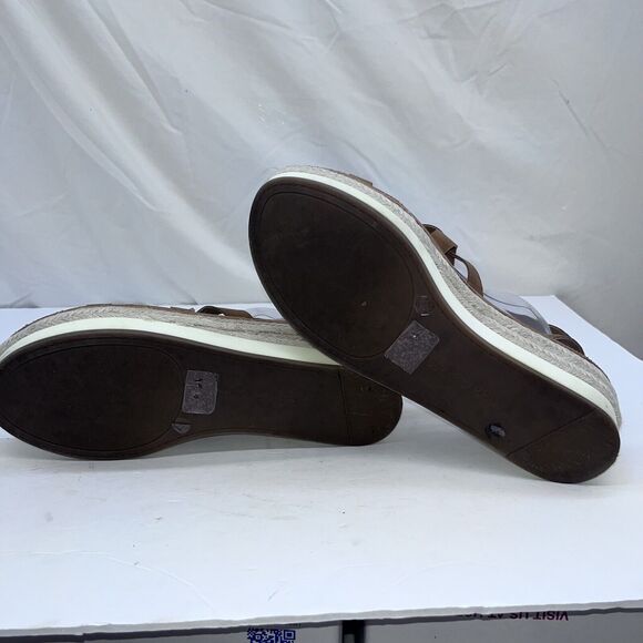 Lucky Brand Sandals Womens Sz 10 Brown Leather Platform Ankle Strap Espadrille - Picture 5 of 7